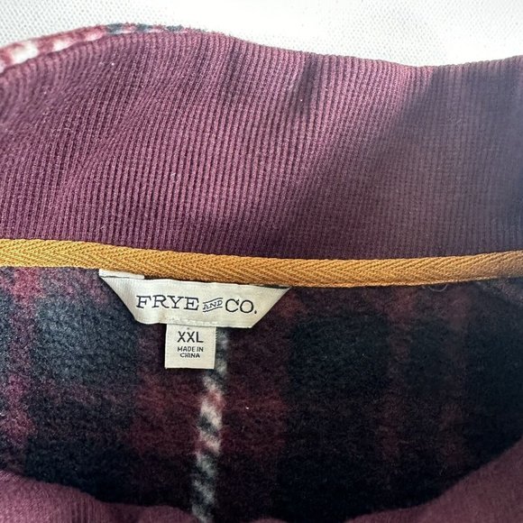 Frye and Co Fleece Sweater Jacket Plaid 1/4 Zip Pullover Mens Size 2XL - Picture 8 of 9
